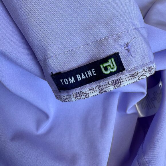 Tom Baine Mens Lavender Button-Up Shirt Long Sleeve Spandex Blend Sz XL - Picture 5 of 9